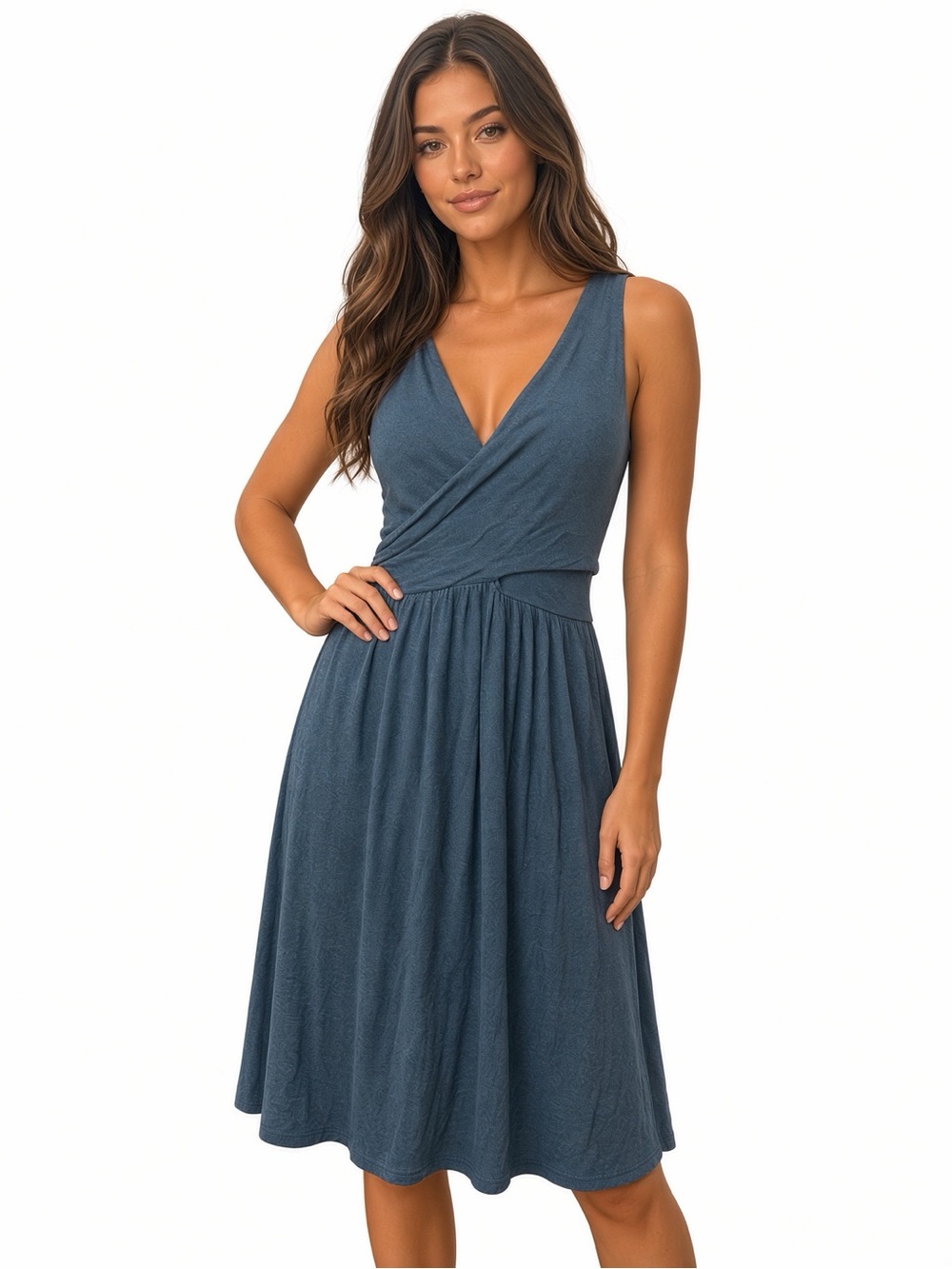 LOFT Sleeveless Wrap-Front Knit Dress (Size S, Made in Vietnam) Womens